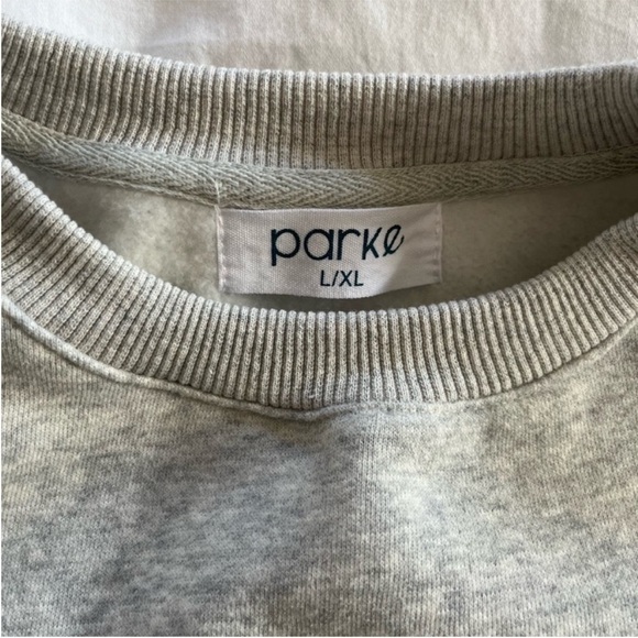 Parke Varsity Crewneck Sweater in Classic Gray + Navy Size L/XL - Picture 6 of 6